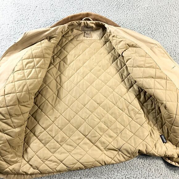 LL Bean Jacket Mens Large Tan Barn Chore Utility‎ Quilted Field Coat Thinsulate - Picture 6 of 12